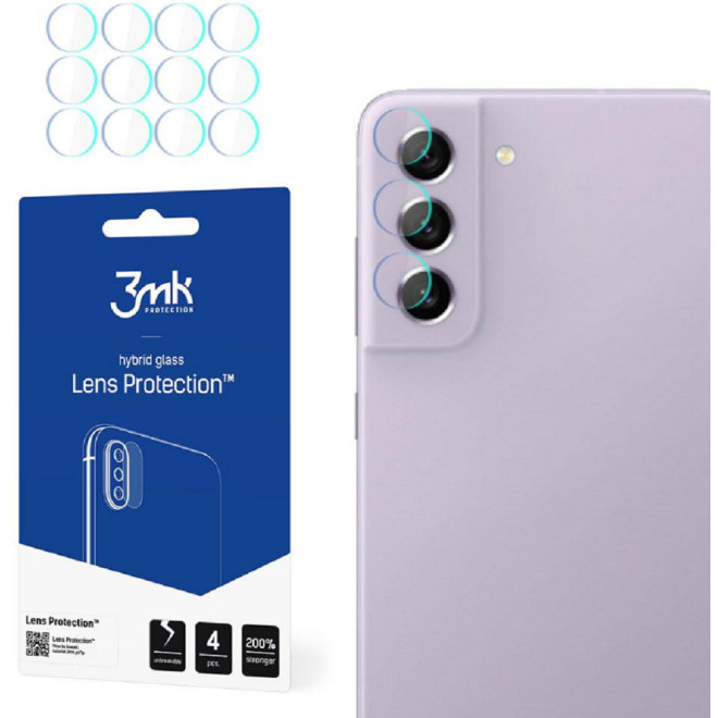 3MK Hybrid Glass Camera Protector - Αντιχαρακτικό Υβριδικό Προστατευτικό Γυαλί για Φακό Κάμερας Samsung Galaxy S21 FE 5G - 4 Τεμάχια