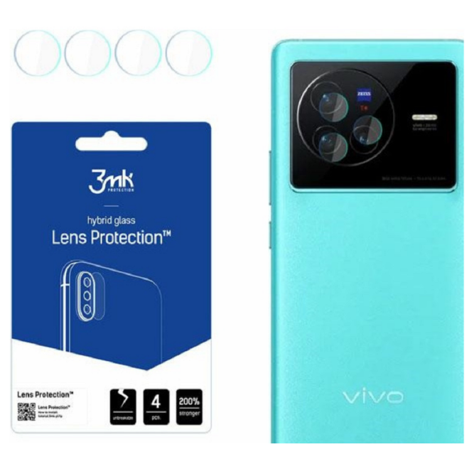 3MK Hybrid Glass Camera Protector - Αντιχαρακτικό Υβριδικό Προστατευτικό Γυαλί για Φακό Κάμερας Vivo X80 - 4 Τεμάχια