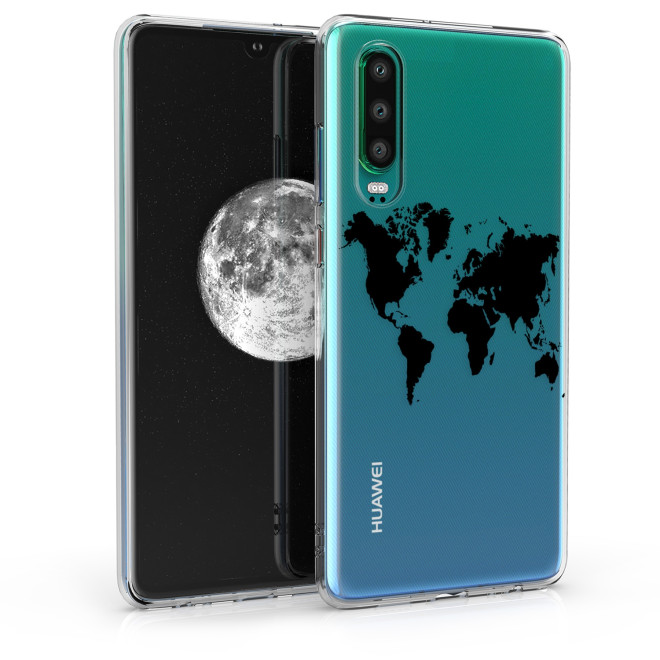 KW Θήκη Σιλικόνης Huawei P30 - Black / Transparent