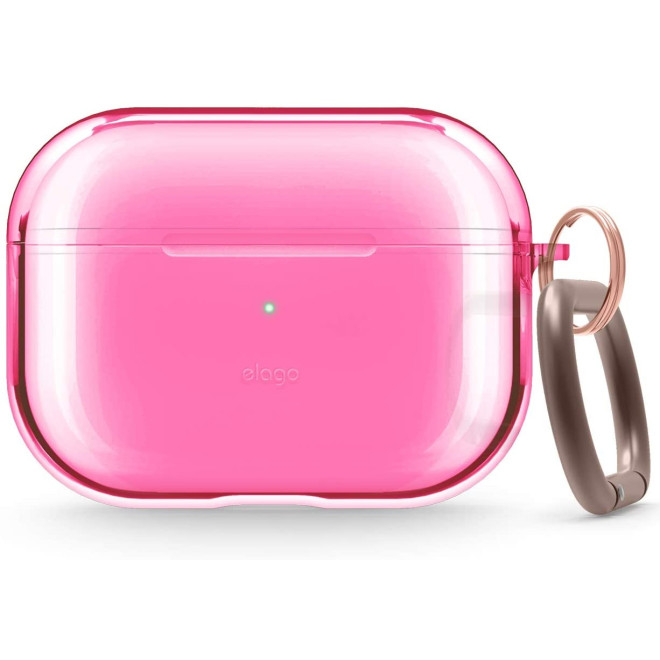 Elago AirPods Pro Clear TPU Hang Case - Ημιδιάφανη Θήκη για AirPods Pro 1st Gen - Neon Hot Pink