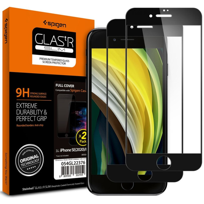 Spigen Premium Tempered Glass - Fullface Αντιχαρακτικό Γυαλί Οθόνης iPhone SE 2020 / 8 / 7 - 2 Τεμάχια