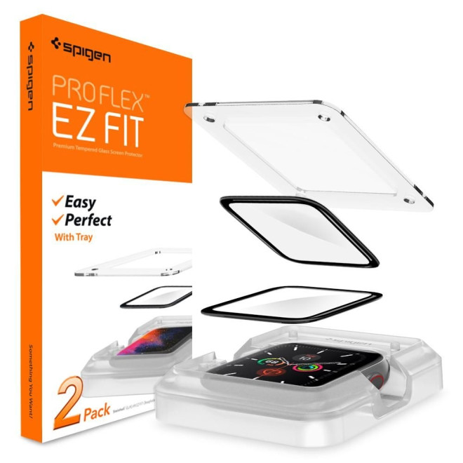 pigen ProFlex "EZ FIT" Tempered Glass - Fullface Αντιχαρακτικό Γυαλί Οθόνης Apple Watch 5/4 (44mm) - 2 Τεμάχια 