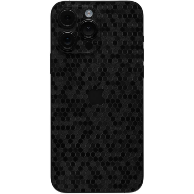Αυτοκόλλητο Skin Προστασίας Πλάτης - Apple iPhone 15 Pro Max - Gams Premium Vinyl Skin Back Plate - Honeycomb Black