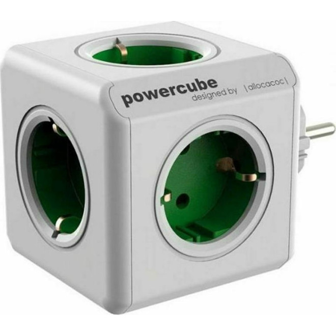 Allocacoc PowerCube Original - Πολύπριζο με 5 Υποδοχές - Green - 2 Έτη Εγγύηση