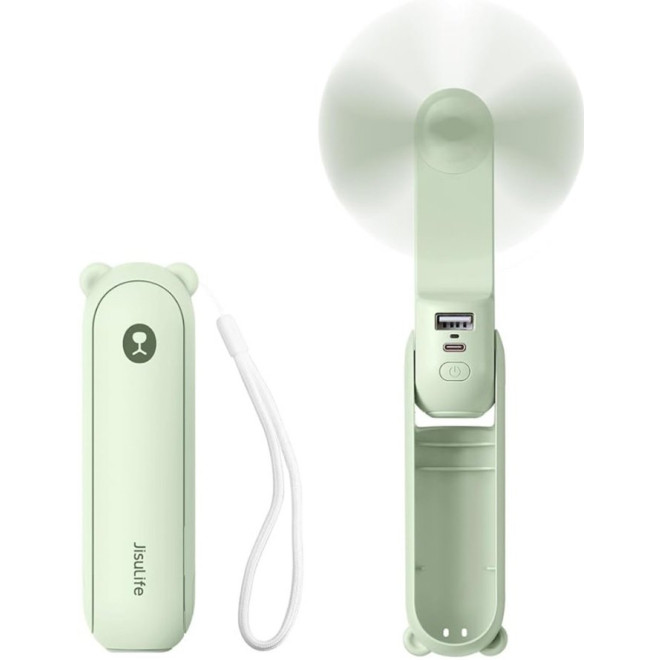 Ανεμιστηράκι JisuLife F8 Handheld Fan Life8 Φορητό Επαναφορτιζόμενο με Λουράκι Χειρός / Φακός 60 Lumens & PowerBank με 1 x Θύρα USB-A 2.000mAh Mint Green