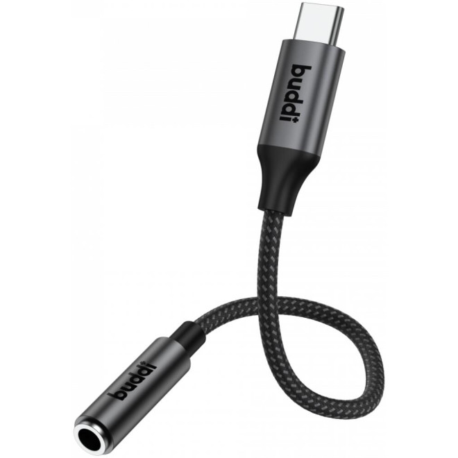 Αντάπτορας Ήχου Buddi Ease Type-C (Male) σε 3.5mm Jack Aux (Female) με DAC Τσιπ Black
