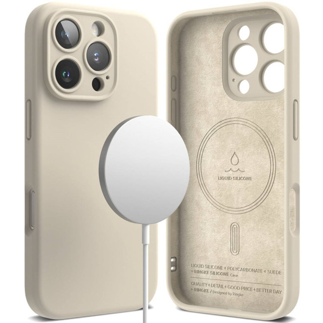 Ανθεκτική MagSafe Θήκη Σιλικόνης - Apple iPhone 16 Pro Max - Ringke Silicone Magnetic - Stone