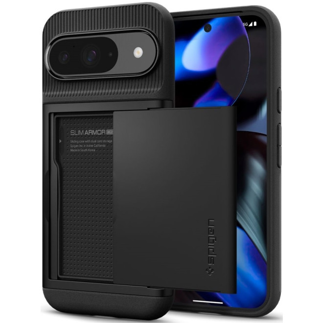 Ανθεκτική Θήκη με Υποδοχή για Κάρτες - Google Pixel 9 / 9 Pro - Spigen Slim Armor CS - Black