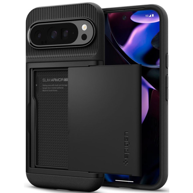 Ανθεκτική Θήκη με Υποδοχή για Κάρτες - Google Pixel 9 Pro XL - Spigen Slim Armor CS - Black 