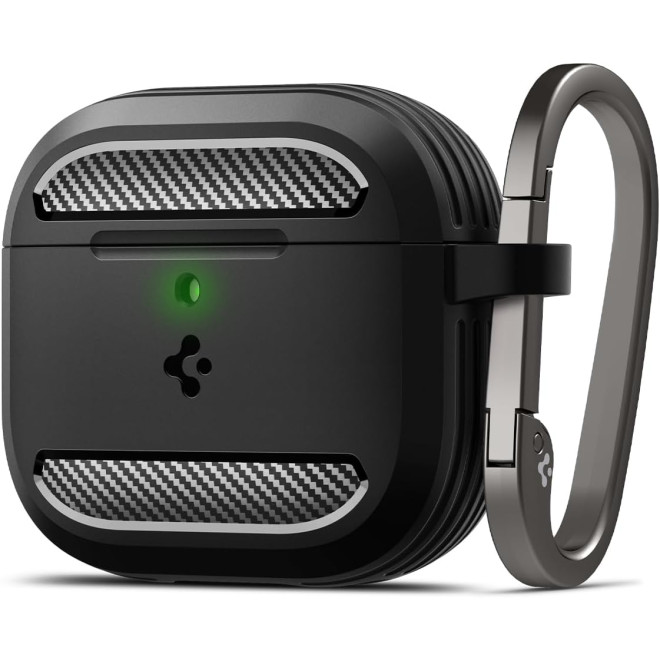 Ανθεκτική Θήκη Σιλικόνης - Apple AirPods 4th Gen - Spigen Rugged Armor - Matte Black