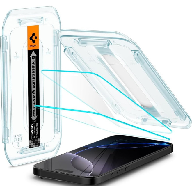 Αντιχαρακτικό Γυαλί Προστασίας iPhone 17 / 17 Pro / 16 Pro - Spigen Tempered Glass Sensor Protected GLAS.tR EZ Fit Οθόνης - 2 Τεμάχια - Clear