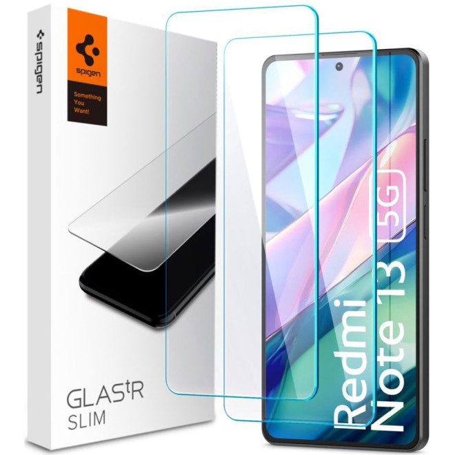 Αντιχαρακτικό Γυαλί Οθόνης - Xiaomi Redmi Note 13 5G / Redmi Note 13 4G / Redmi Note 13 Pro 4G / Redmi Note 13 Pro 5G / Redmi Note 14S - Spigen GLAS.tR Slim Premium Tempered Glass - Clear - 2 Τεμάχια