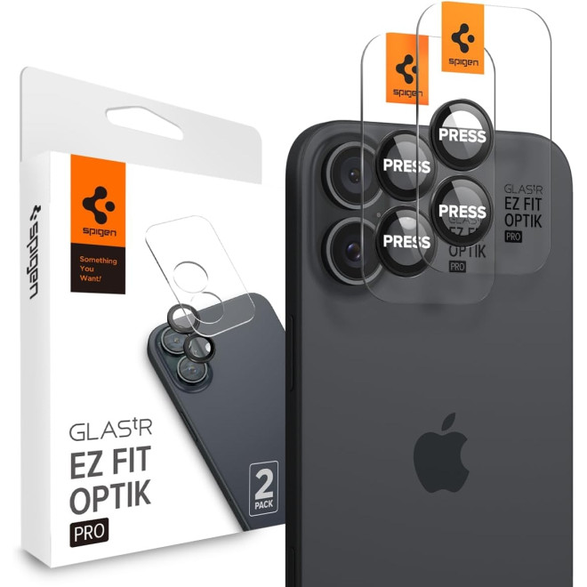 Αντιχαρακτικό Γυαλί Προστασίας Apple iPhone 16 / 16 Plus - Spigen GLAS.tR EZ Fit OPTIK Pro Camera Lens Protector για Φακό Κάμερας - 2 Τεμάχια - Black