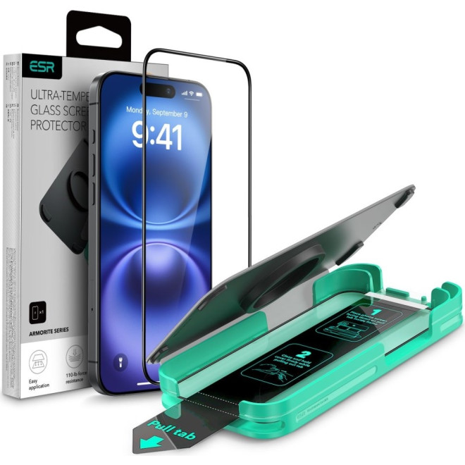 Αντιχαρακτικό Γυαλί Προστασίας Apple iPhone 16 Plus / 15 Plus - ESR Armorite Ultra Tempered Glass FullFace Οθόνης - Black