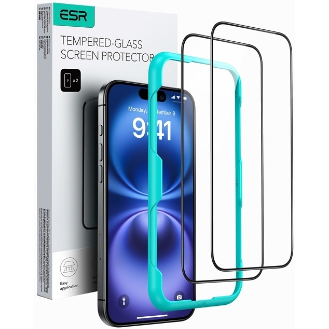 Αντιχαρακτικό Γυαλί Προστασίας Apple iPhone 16 Plus / 15 Plus - ESR Tempered Glass FullFace Οθόνης - 2 Τεμάχια - Black