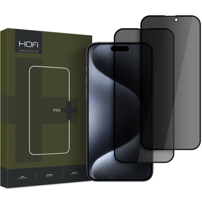 Αντιχαρακτικό Γυαλί Προστασίας Apple iPhone 16 Pro Max - Hofi Anti Spy Pro+ Tempered Glass Privacy Full Face Απορρήτου Οθόνης - 2 Τεμάχια - Black