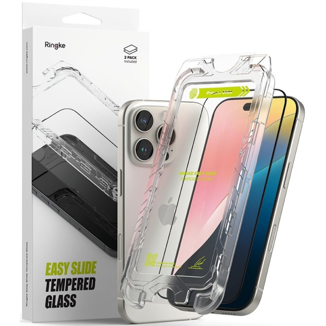 Αντιχαρακτικό Γυαλί Προστασίας Apple iPhone 16 Pro Max - Ringke Easy Slide Tempered Glass FullFace Οθόνης - 2 Τεμάχια - Black