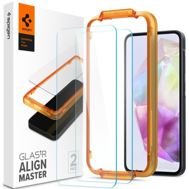 Αντιχαρακτικό Γυάλινο Tempered Glass - Samsung Galaxy A35 - Spigen GLAS.tR ALIGNmaster - Clear - 2 Τεμάχια