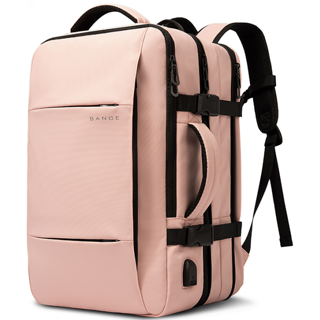 Bange 1908 Business Travel Backpack - Ανθεκτικό Επεκτάσιμο Σακίδιο / Τσάντα Πλάτης & Μεταφοράς Laptop έως 17.3" - 26L έως 45L - Pink