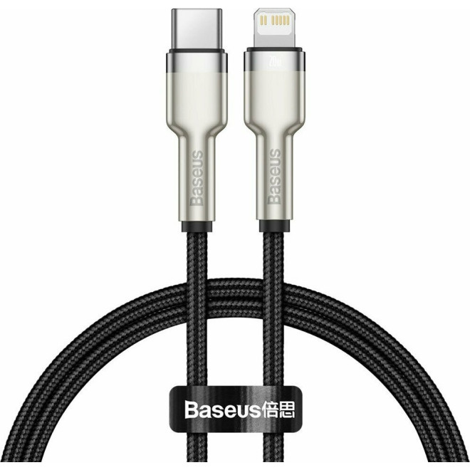 Baseus Cafule Metal - Καλώδιο Φόρτισης και Μεταφοράς Δεδομένων 20W - Type-C σε Lightning - 25cm - Black