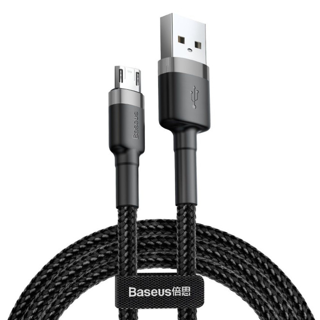 Baseus Καλώδιο Φόρτισης και Μεταφοράς Δεδομένων USB σε MicroUSB 300cm - Grey/Black