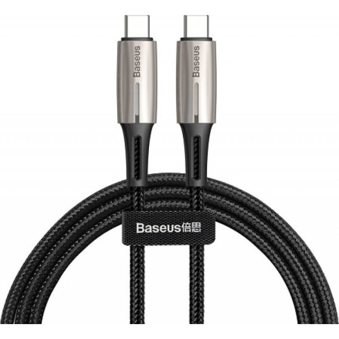 Baseus Water Drop-Shaped Lamp Cable - Καλώδιο Φόρτισης και Μεταφοράς Δεδομένων 60W Type-C σε Type-C - 100cm - Black - 2 Έτη Εγγύηση