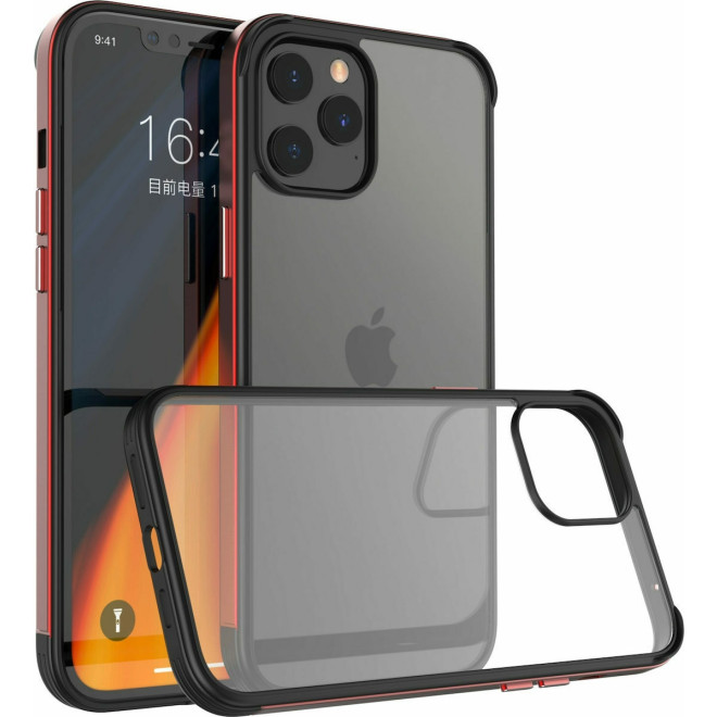 Bodycell Aluminium Bumper - Διάφανη Σκληρή Θήκη με Bumper Αλουμινίου - Apple iPhone 12 Pro Max - Red
