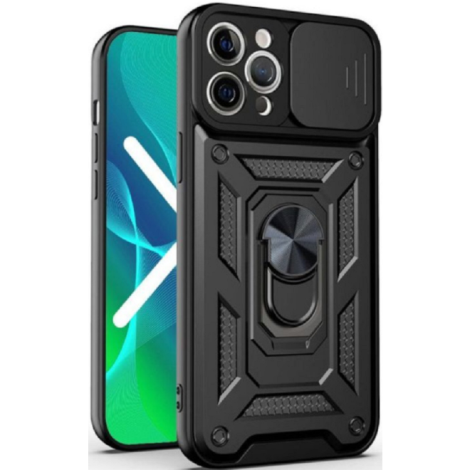 Bodycell Armor Slide - Ανθεκτική Θήκη Apple iPhone 11 Pro Max με Κάλυμμα για την Κάμερα & Μεταλλικό Ring Holder - Black