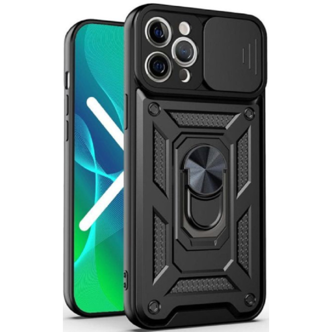Bodycell Armor Slide - Ανθεκτική Θήκη Apple iPhone 11 Pro με Κάλυμμα για την Κάμερα & Μεταλλικό Ring Holder - Black