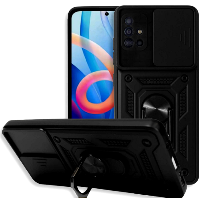 Bodycell Armor Slide - Ανθεκτική Θήκη Samsung Galaxy A51 με Κάλυμμα για την Κάμερα & Μεταλλικό Ring Holder - Black
