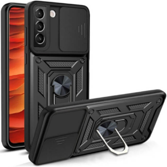 Bodycell Armor Slide - Ανθεκτική Θήκη Samsung Galaxy S21 Plus 5G με Κάλυμμα για την Κάμερα & Μεταλλικό Ring Holder - Black