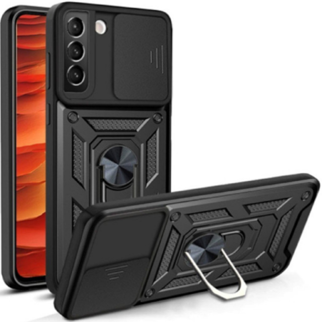 Bodycell Armor Slide - Ανθεκτική Θήκη Samsung Galaxy S22 Plus 5G με Κάλυμμα για την Κάμερα & Μεταλλικό Ring Holder - Black
