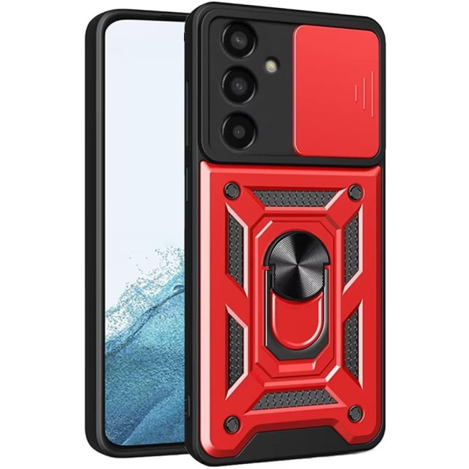 Bodycell Armor Slide - Ανθεκτική Θήκη Samsung Galaxy S23 FE με Κάλυμμα για την Κάμερα & Μεταλλικό Ring Holder - Red 