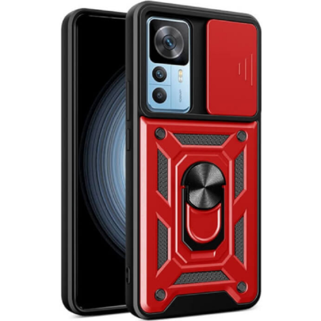 Bodycell Armor Slide - Ανθεκτική Θήκη Xiaomi 12T / 12T Pro με Κάλυμμα για την Κάμερα & Μεταλλικό Ring Holder - Red