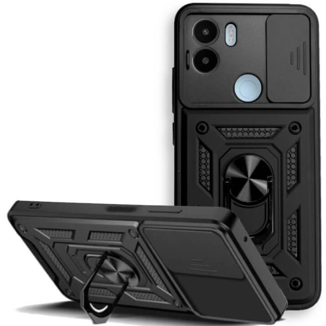 Bodycell Armor Slide - Ανθεκτική Θήκη Xiaomi Redmi A2 Plus / A1 Plus με Κάλυμμα για την Κάμερα & Μεταλλικό Ring Holder - Black