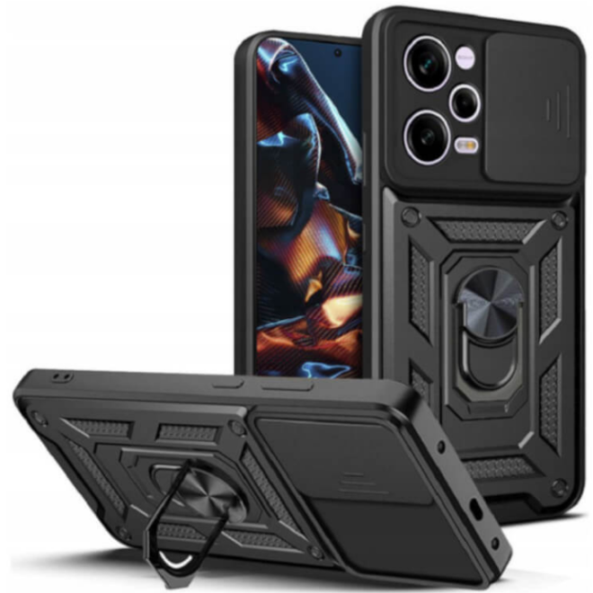 Bodycell Armor Slide - Ανθεκτική Θήκη Xiaomi Redmi Note 12 Pro 5G / Poco X5 Pro με Κάλυμμα για την Κάμερα & Μεταλλικό Ring Holder - Black