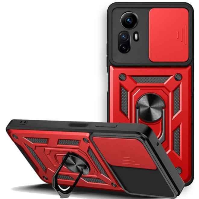 Bodycell Armor Slide - Ανθεκτική Θήκη Xiaomi Redmi Note 12S με Κάλυμμα για την Κάμερα & Μεταλλικό Ring Holder - Red