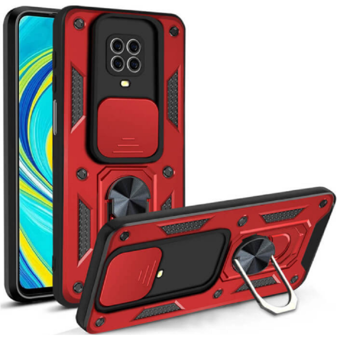 Bodycell Armor Slide - Ανθεκτική Θήκη Xiaomi Redmi Note 9S / 9 Pro / 9 Pro Max με Κάλυμμα για την Κάμερα & Μεταλλικό Ring Holder - Red