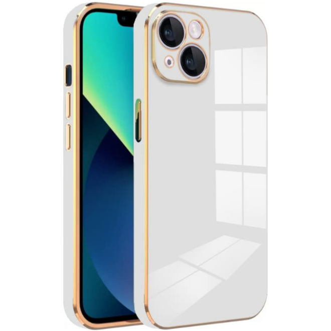 Bodycell Gold Plated - Θήκη Σιλικόνης Apple iPhone 14 - White