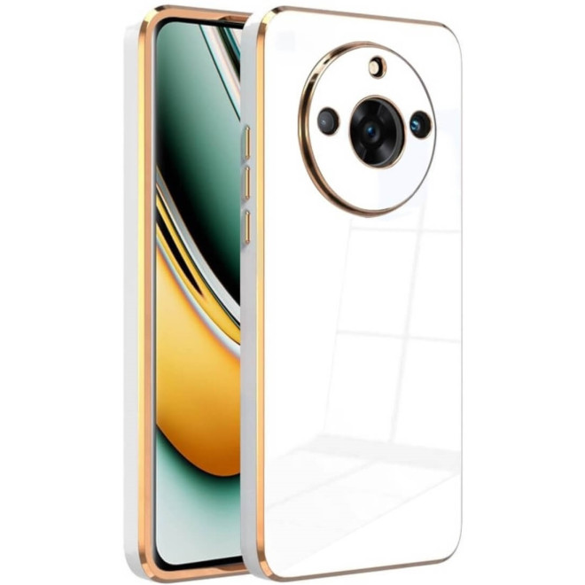 Bodycell Gold Plated - Θήκη Σιλικόνης Realme 11 Pro / 11 Pro Plus - White