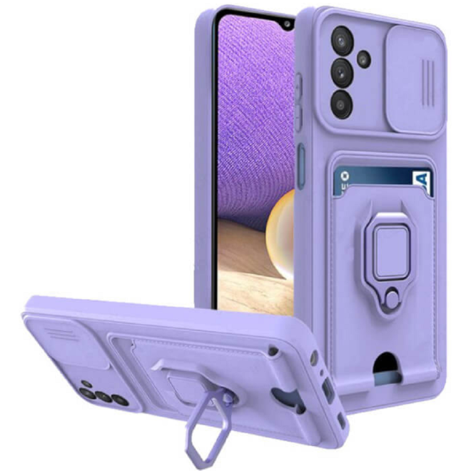 Bodycell Multifunction - Ανθεκτική Θήκη Samsung Galaxy A13 5G με Λουράκι Λαιμού / Κάλυμμα Κάμερας / Ring Holder / Υποδοχή Κάρτας - Purple