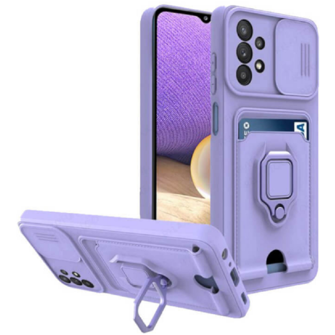 Bodycell Multifunction - Ανθεκτική Θήκη Samsung Galaxy A53 5G με Λουράκι Λαιμού / Κάλυμμα Κάμερας / Ring Holder / Υποδοχή Κάρτας - Purple
