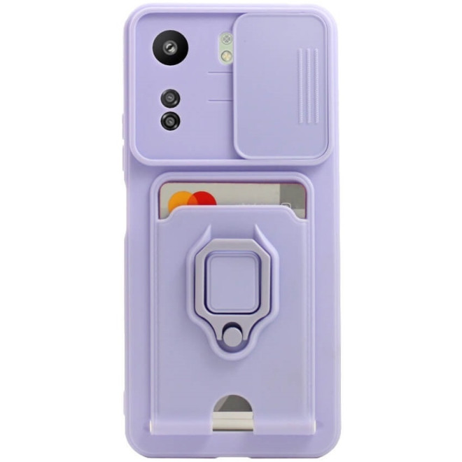 Bodycell Multifunction - Ανθεκτική Θήκη Xiaomi Redmi 13C 4G / Poco C65 με Λουράκι Λαιμού / Κάλυμμα Κάμερας / Ring Holder / Υποδοχή Κάρτας - Purple