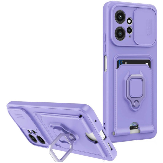 Bodycell Multifunction - Ανθεκτική Θήκη Xiaomi Redmi Note 12 4G με Λουράκι Λαιμού / Κάλυμμα Κάμερας / Ring Holder / Υποδοχή Κάρτας - Purple