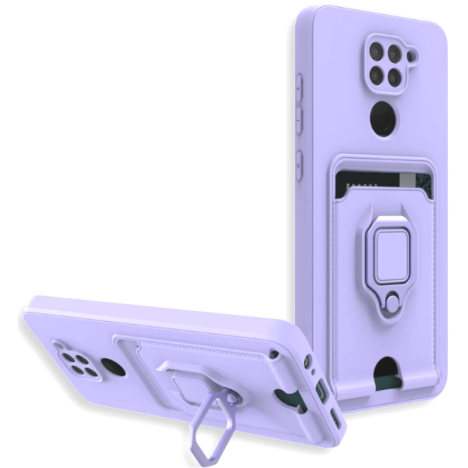 Bodycell Multifunction - Ανθεκτική Θήκη Xiaomi Redmi Note 9 με Λουράκι Λαιμού / Κάλυμμα Κάμερας / Ring Holder / Υποδοχή Κάρτας - Purple