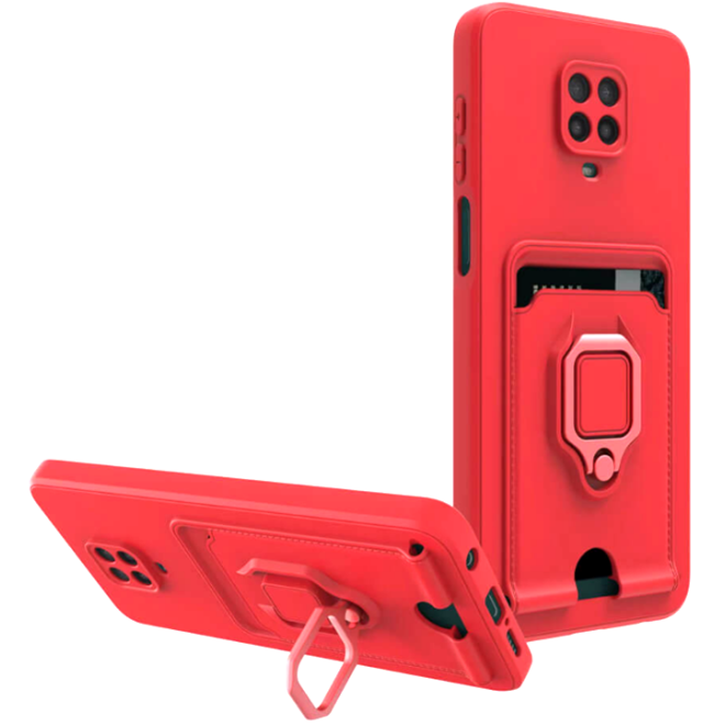 Bodycell Multifunction - Ανθεκτική Θήκη Xiaomi Redmi Note 9S / 9 Pro / 9 Pro Max με Λουράκι Λαιμού / Κάλυμμα Κάμερας / Ring Holder / Υποδοχή Κάρτας - Red