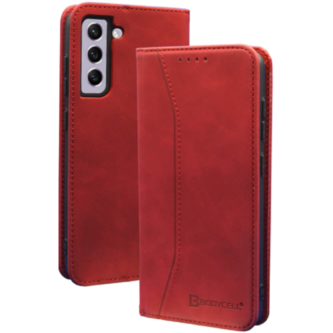 Bodycell Θήκη - Πορτοφόλι Samsung Galaxy S21 FE 5G - Red