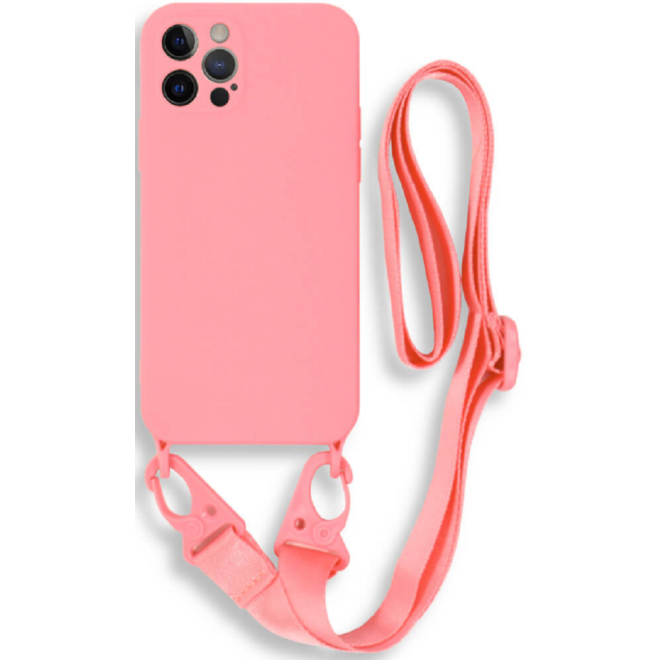 Bodycell Θήκη Σιλικόνης με Λουράκι Λαιμού - Apple iPhone 12 Pro - Pink