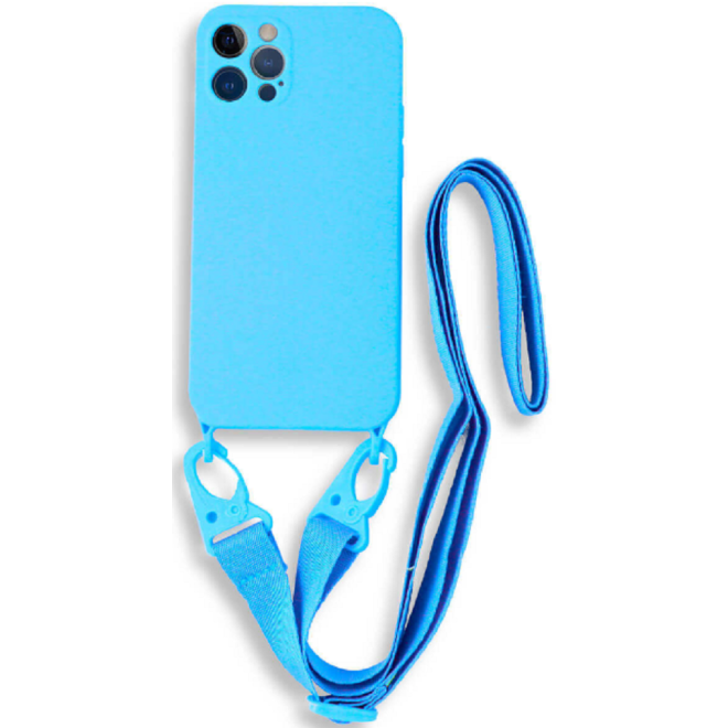 Bodycell Θήκη Σιλικόνης με Λουράκι Λαιμού - Apple iPhone 13 Pro Max - Blue