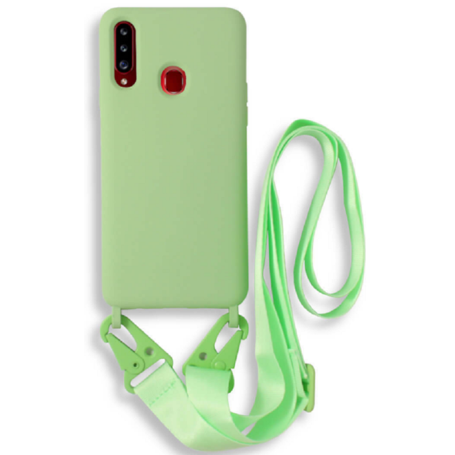 Bodycell Θήκη Σιλικόνης με Λουράκι Λαιμού - Samsung Galaxy A20s - Green